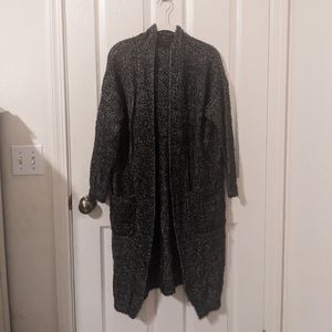 Calf-length Open Front Cardigan